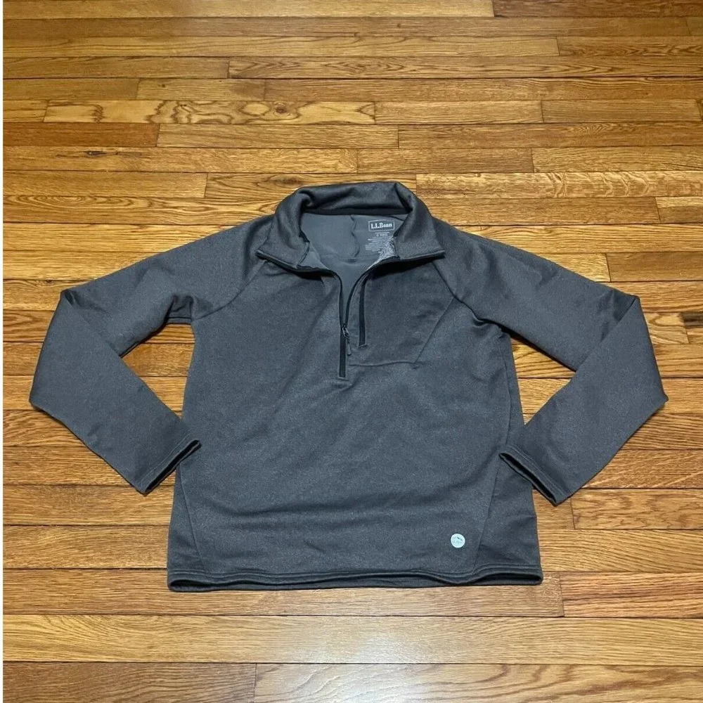 LL Bean 1/4 Zip Pullover Mens S Slightly Fitted Grey Long Sleeve Outdoor